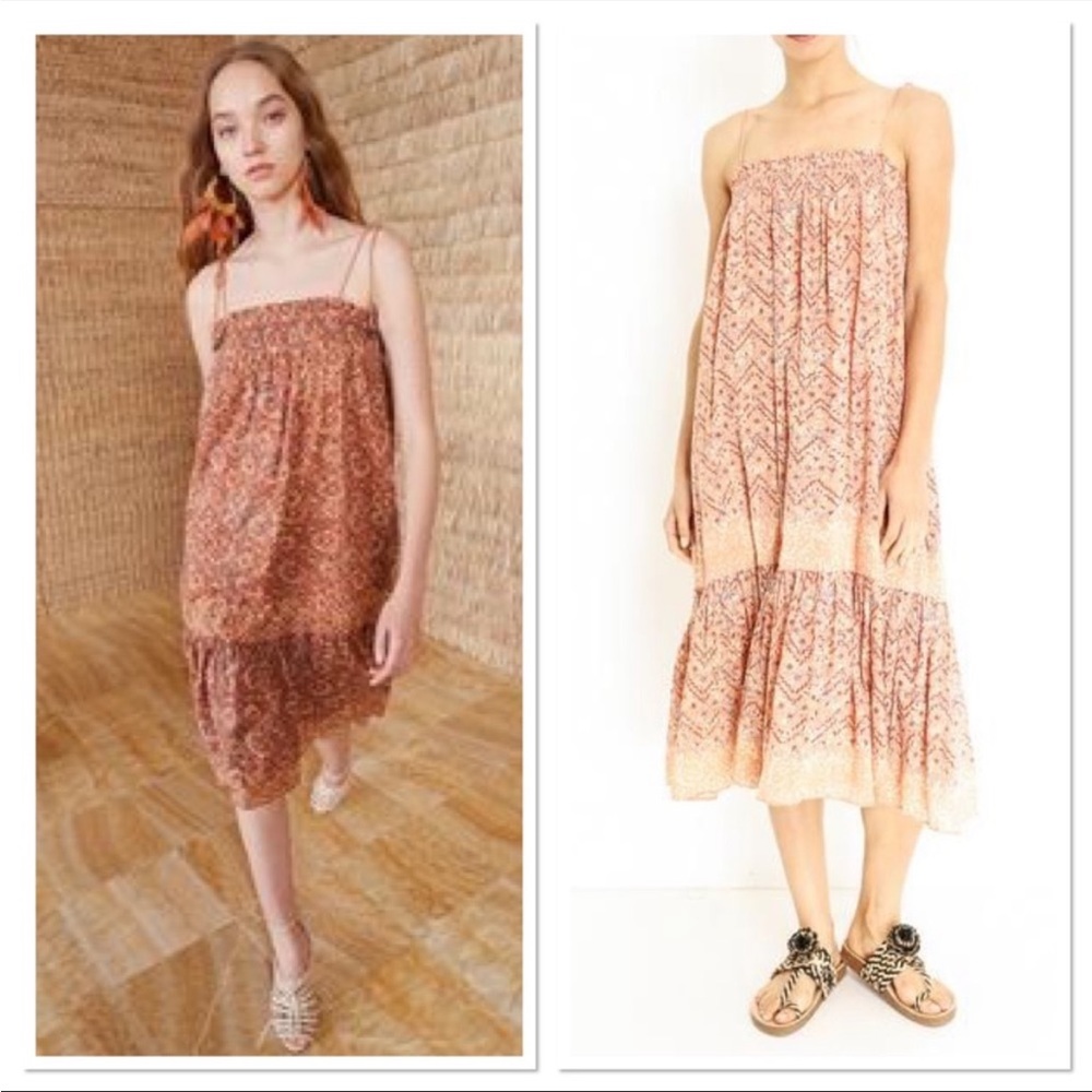 Ulla Johnson Eugenia Tassel Tie Sleeve Rose Midi Dress 10